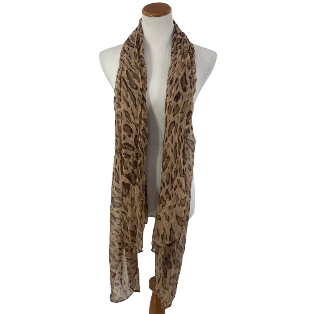 Leopard Print Lightweigt Long Scarf | Mob Wife Vintage Glam Indie Sleaze Siren - Picture 4 of 9